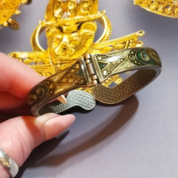 Pierre Bex Style Art Deco Revival Hinged Bangle Bracelet - Picture 4 of 8